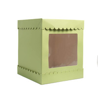 CAKE BOX 10X10X12" SCALLOPED GREEN
