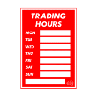 SIGN TRADING HOURS 210X297