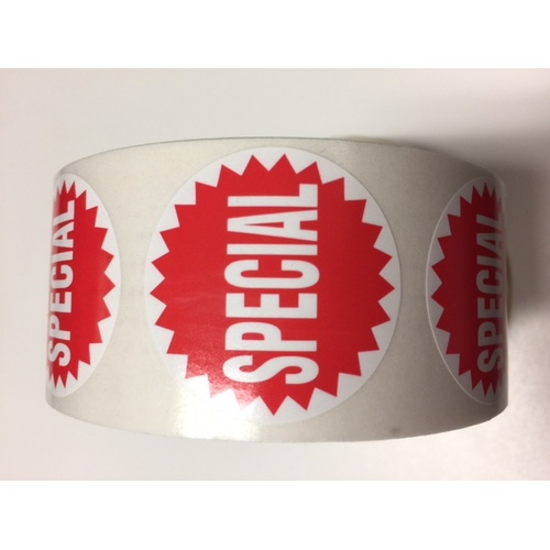 LABEL SPECIAL RED 38MM CIRCLE