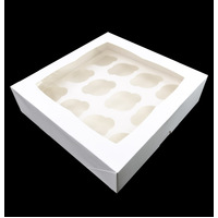 CUPCAKE BOX 12 WHITE WITH WINDOW