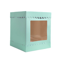 CAKE BOX 10X10X12" SCALLOPED BLUE