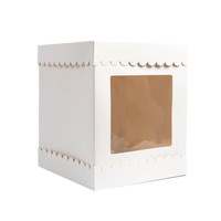 CAKE BOX 10X10X12" SCALLOPED WHITE