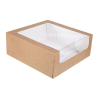 KRAFT CAKE BOX 10X10X4 WATERFALL WINDOW