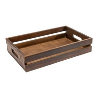 PINE TRAY DARK STAIN 310X450X95MM W/HAND