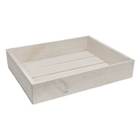 PINE CRATE WHITE WASHED 400X300X95MM