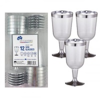 WINE GLASS 175ML SILVER TRIM