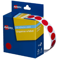 AVERY LABEL 14MM DOT RED