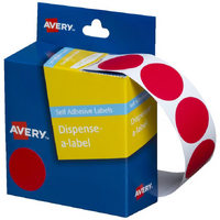 AVERY LABEL 24MM DOT RED