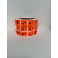 LABEL 20X25 RED $2.00