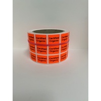 RED CERTIFIED ORGANIC LABEL 20X25MM