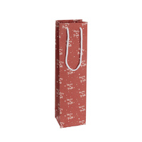 KRAFT PAPER BAG XMAS RED BOTTLE PK10