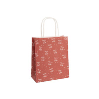 KRAFT PAPER BAG XMAS RED SMALL PK10