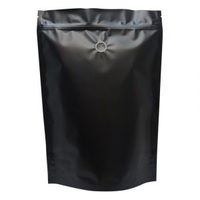 COFFEE POUCH BLACK 250G W/ZIP AND VALVE