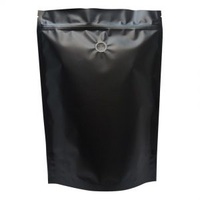 COFFEE POUCH BLACK 500G W/ZIP AND VALVE