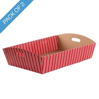 LARGE RED STRIPES HAMPER PK 2 45X30X9CM