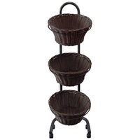 3-TIER POLYWICKER ROUND DARK BASKETSTAND