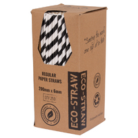 PAPER STRAWS REGULAR BLACK/WHITE STRIPE