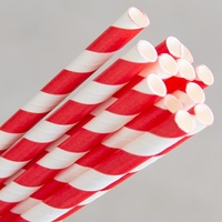 PAPER STRAWS REGULAR RED/WHITE STRIPE