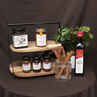 ACACIA WOOD 2 TIER DISPLAY STAND BROWN