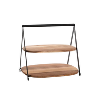 ACACIA WOOD 2 TIER DISPLAY STAND BROWN