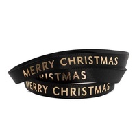 BLACK MERRY CHRISTMAS RIBBON 15MM X 20M