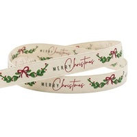 IVORY MERRY CHRISTMAS RIBBON 20MM X 20M