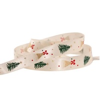 XMAS CREAM TREE&BOW SATIN RIBBON15MMX20M