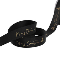 RIBBON GROSGRAIN XMAS BLACK 25MMX20M