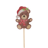 XMAS TEDDY BEAR WOODEN PCIK PACK 12