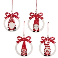 XMAS RED WHITE HANG WOOD GNOMES PACK 12