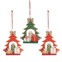 XMAS HANGING WOODEN ASSORTED TREES SET 3