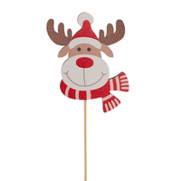 XMAS REINDEER HEAD WOODEN PCIK PACK 12