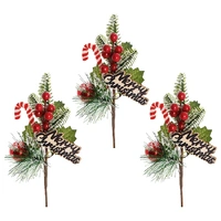 XMAS SNOW PINE BERRY PICK RED PACK 3