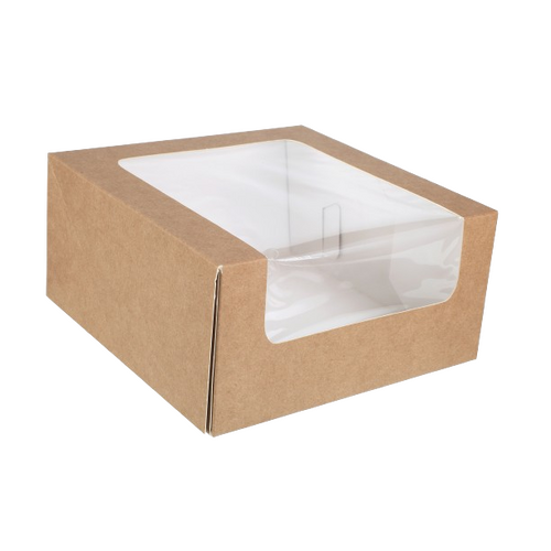 KRAFT CAKE BOX 8X8X4" WATERFALL WINDOW