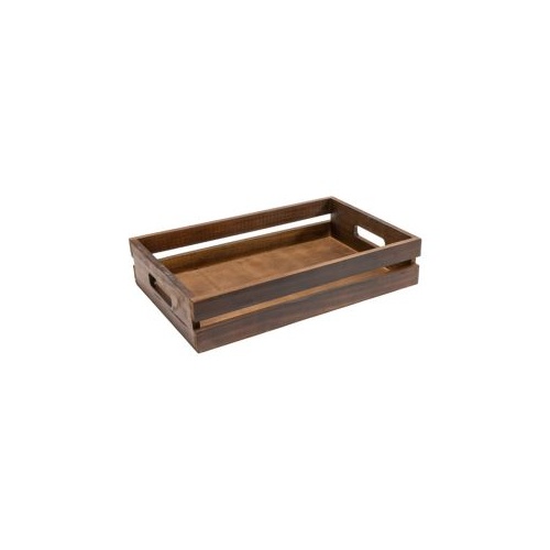PINE TRAY DARK STAIN 310X450X95MM W/HAND