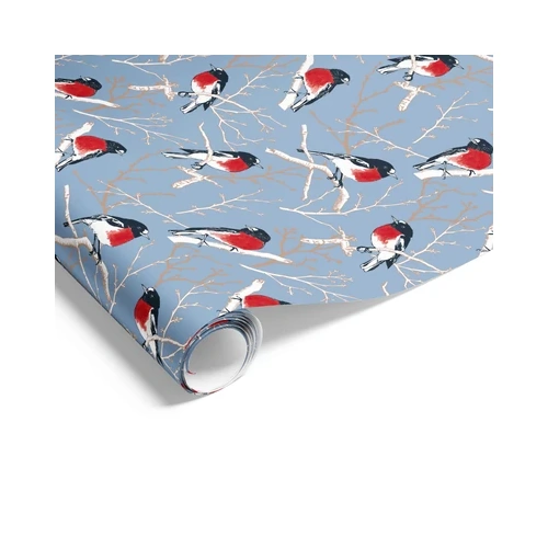 XMAS GIFT WRAP ROLL BLUE ROBINS 60CMX40M