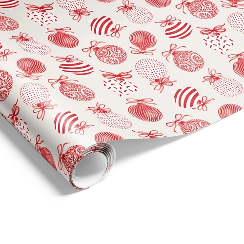 XMAS GIFT WRAP RED BAUBLES 60CMX40