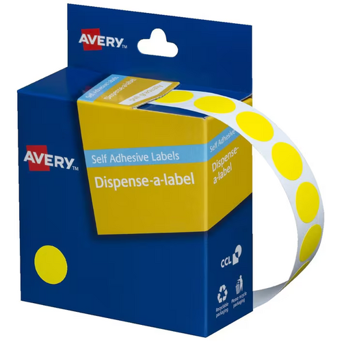 AVERY LABEL 14MM DOT YELLOW