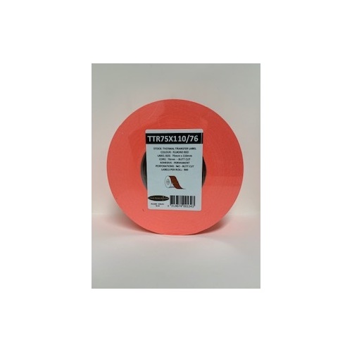LABEL BLANK 75X110MM RED - 100M ROLL