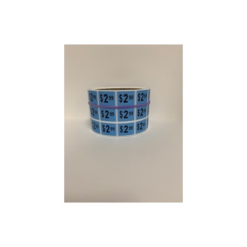 LABEL 20X25 BLUE $2.99 BLOCK PRINT