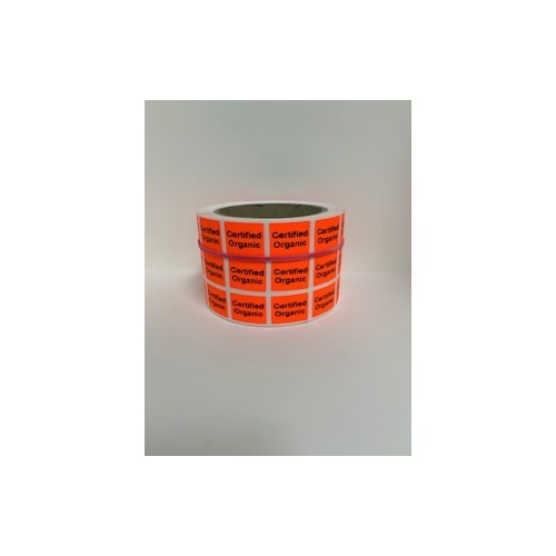 RED CERTIFIED ORGANIC LABEL 20X25MM