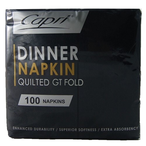 NAPKIN DINNER CAPRI BLACK REDIFOLD 2PLY