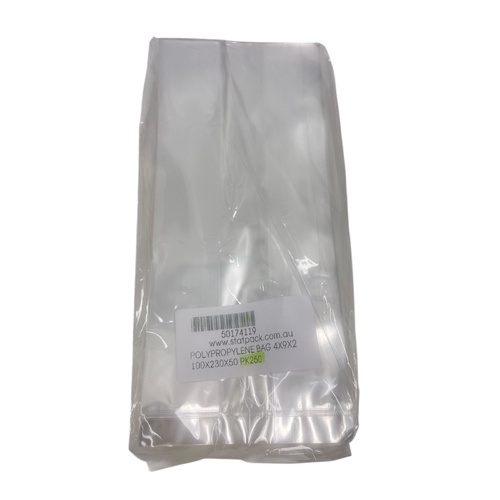 POLYPROPYLENE BAG 4X9X2 100X230X50 PK250