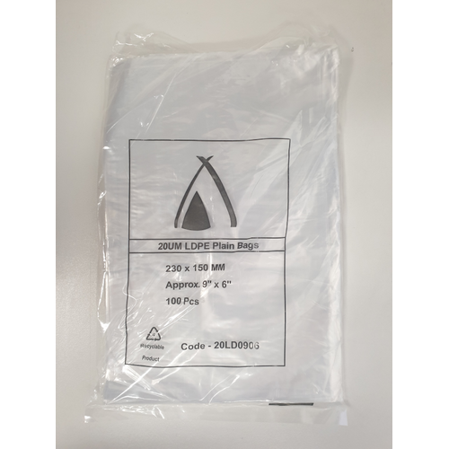 POLY BAG PLN 06X09IN 150X230MM 20UM