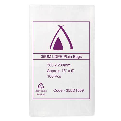 POLY BAG PLN 09X15IN 225X380MM 35UM