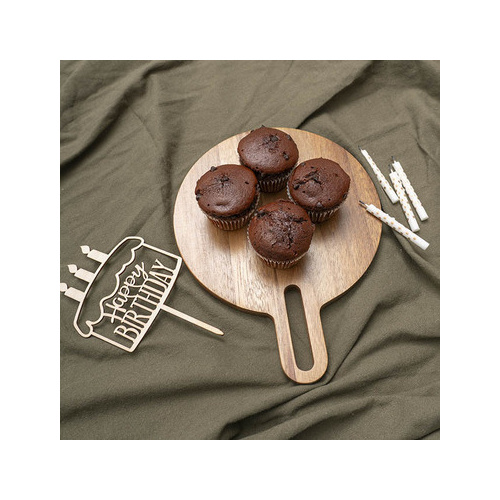 ACACIA WOODEN PADDLE ROUND 20X26X1.5CM
