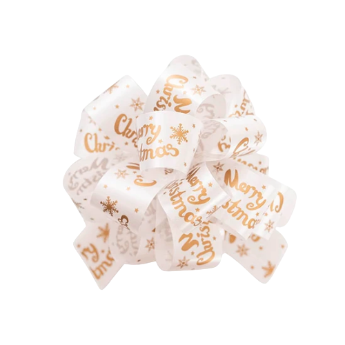 WHITE CHRISTMAS PULL BOW 30MMX12.5CM PK5