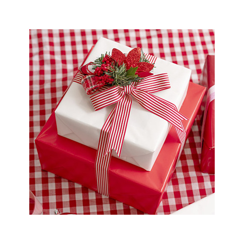 RIBBON GROSGRAIN STRIPED RED 25MMX20M