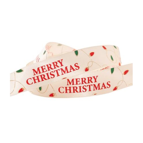 IVORY MERRYXMAS LIGHTS RIBBON 15MM X 20M