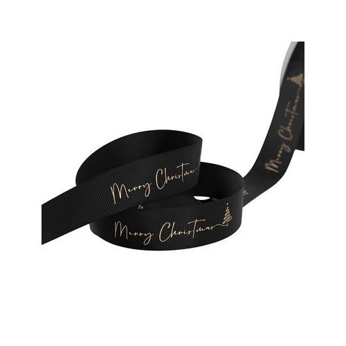 RIBBON GROSGRAIN XMAS BLACK 25MMX20M